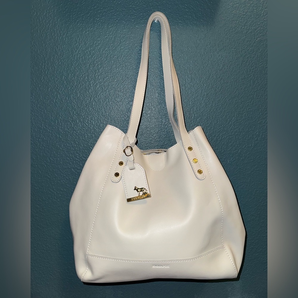 Emma Fox Genuine Leather Tote – White